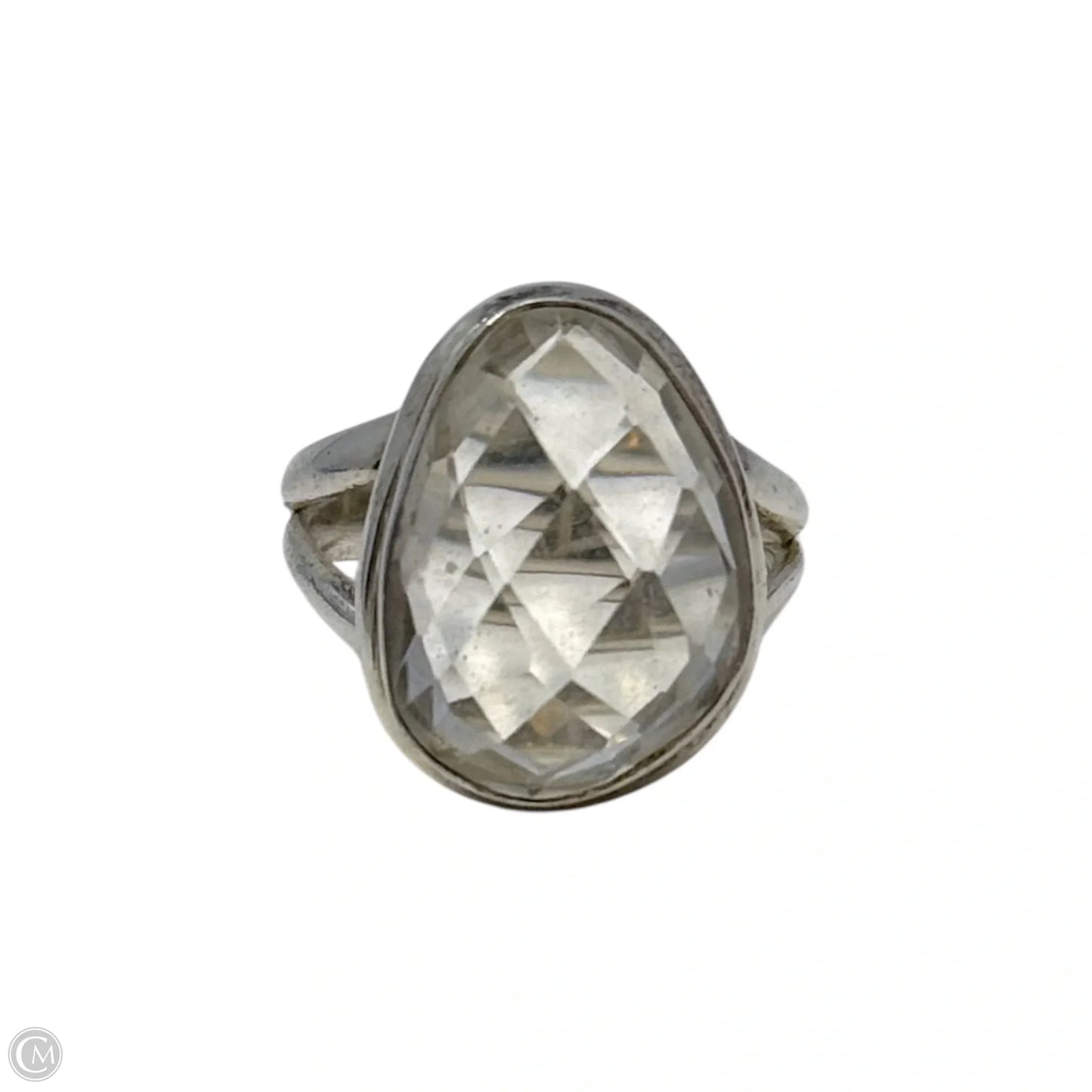 Faceted Crystal Ring Sterling Silver, Size: 8.5