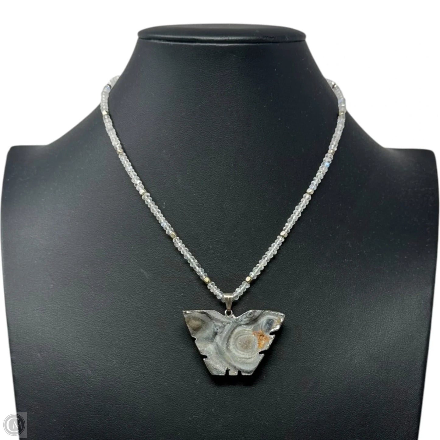 Druzy Butterfly Necklace Sterling Silver Clasp