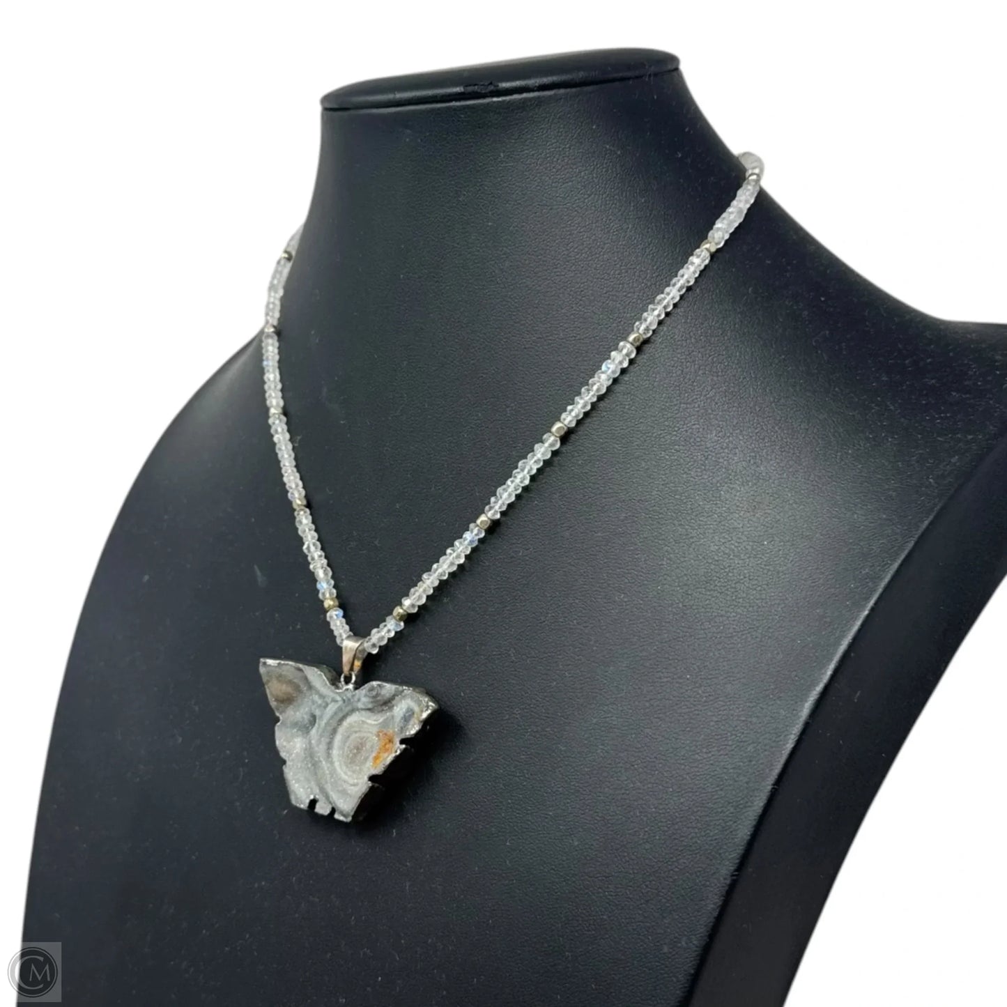 Druzy Butterfly Necklace Sterling Silver Clasp