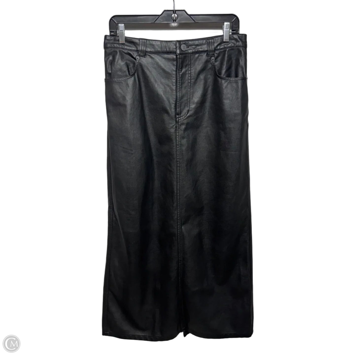 High Back Slit Faux Leather Skirt Maxi By Free People In Black, Size: 4