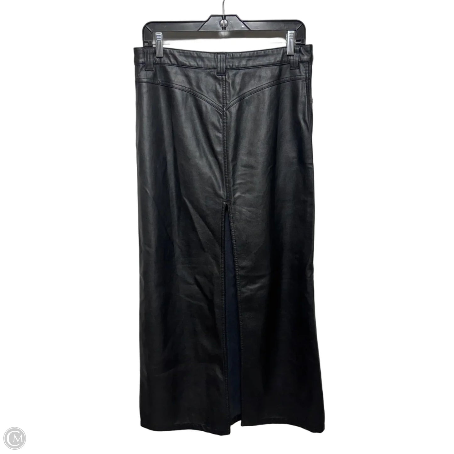 High Back Slit Faux Leather Skirt Maxi By Free People In Black, Size: 4