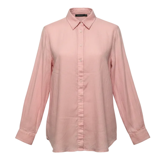 Linen Button Down Long Sleeve Shirt By Lauren By Ralph Lauren In Pink, Size: Xl