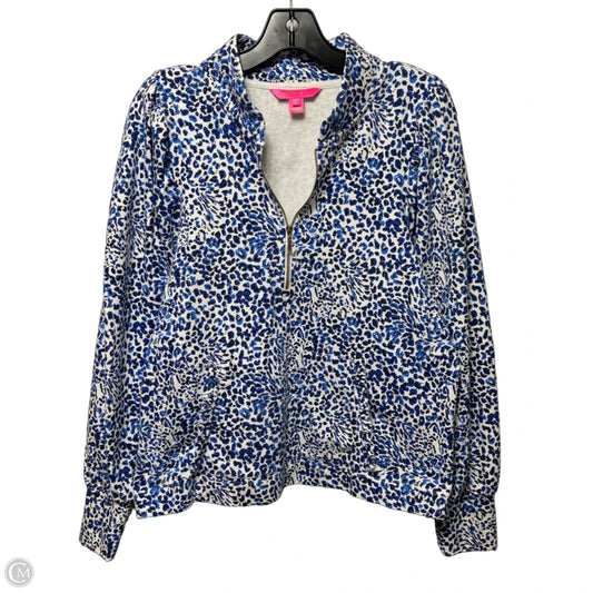 Top Long Sleeve Designer By Lilly Pulitzer In Blue & White, Size: L