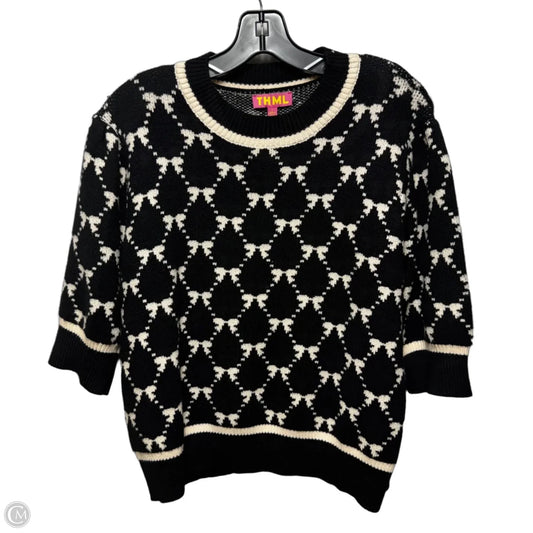 Bow Sweater By Thml In Black & Cream, Size: L