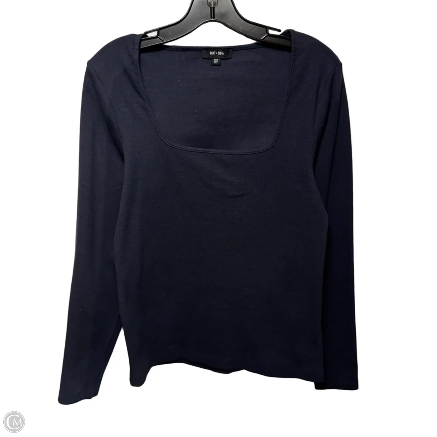 Ribbed Square Neck Top Long Sleeve By Saint + Sofia In Navy, Size: 10