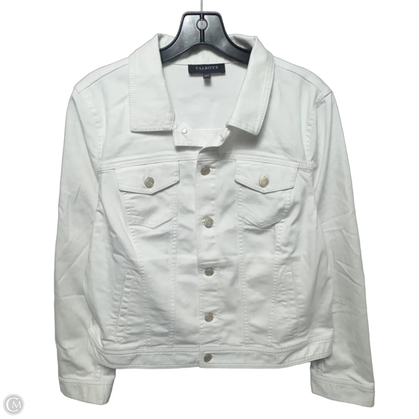 Jacket Denim By Talbots In White, Size: L
