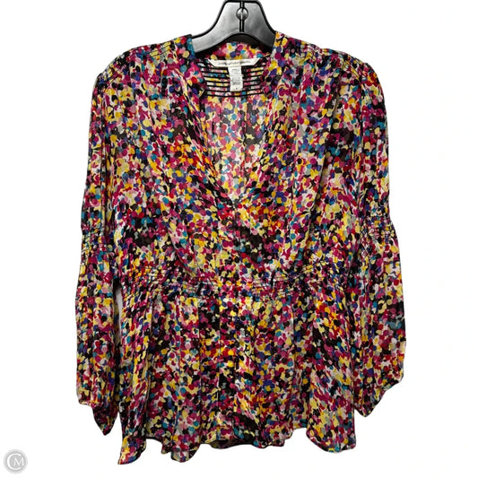 Silk Top Long Sleeve Designer By Diane Von Furstenberg In Multi-colored, Size: 6