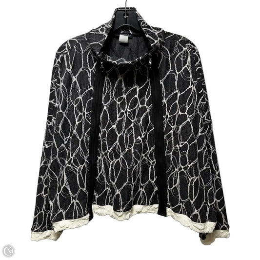 Double Zip Mock Neck Jacket By Moonlight By Y And S In Black & White, Size: M