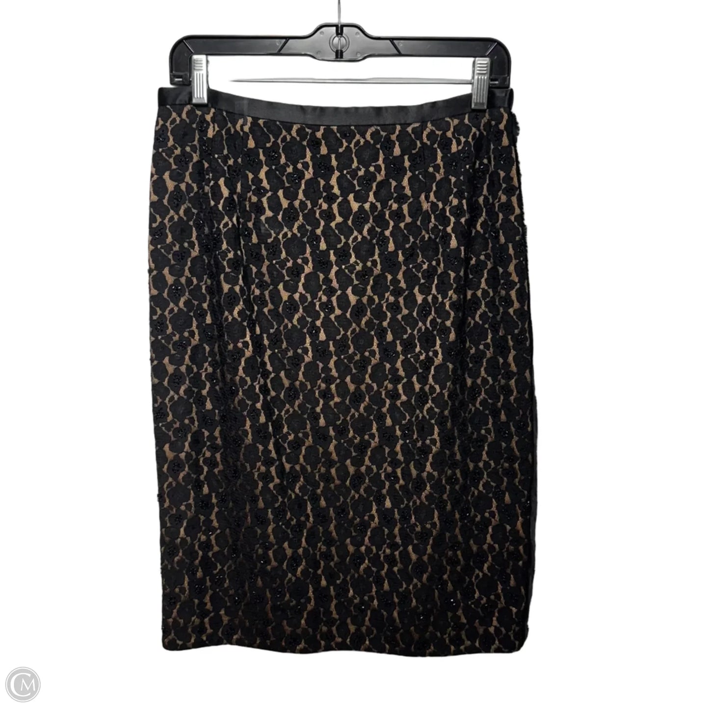 Beaded Lace Skirt Midi By Carmen Marc Valvo In Black, Size: 6