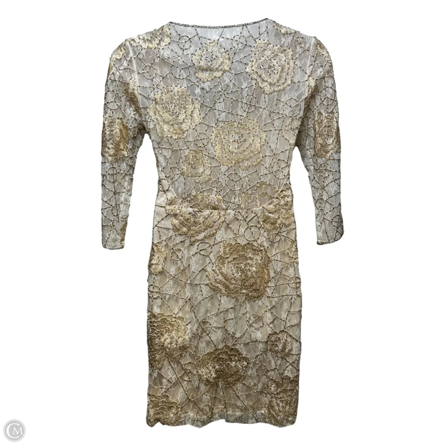 AS IS Embellished Lace Dress Party Midi By Sue Wong Nocturne In Cream, Size: 12