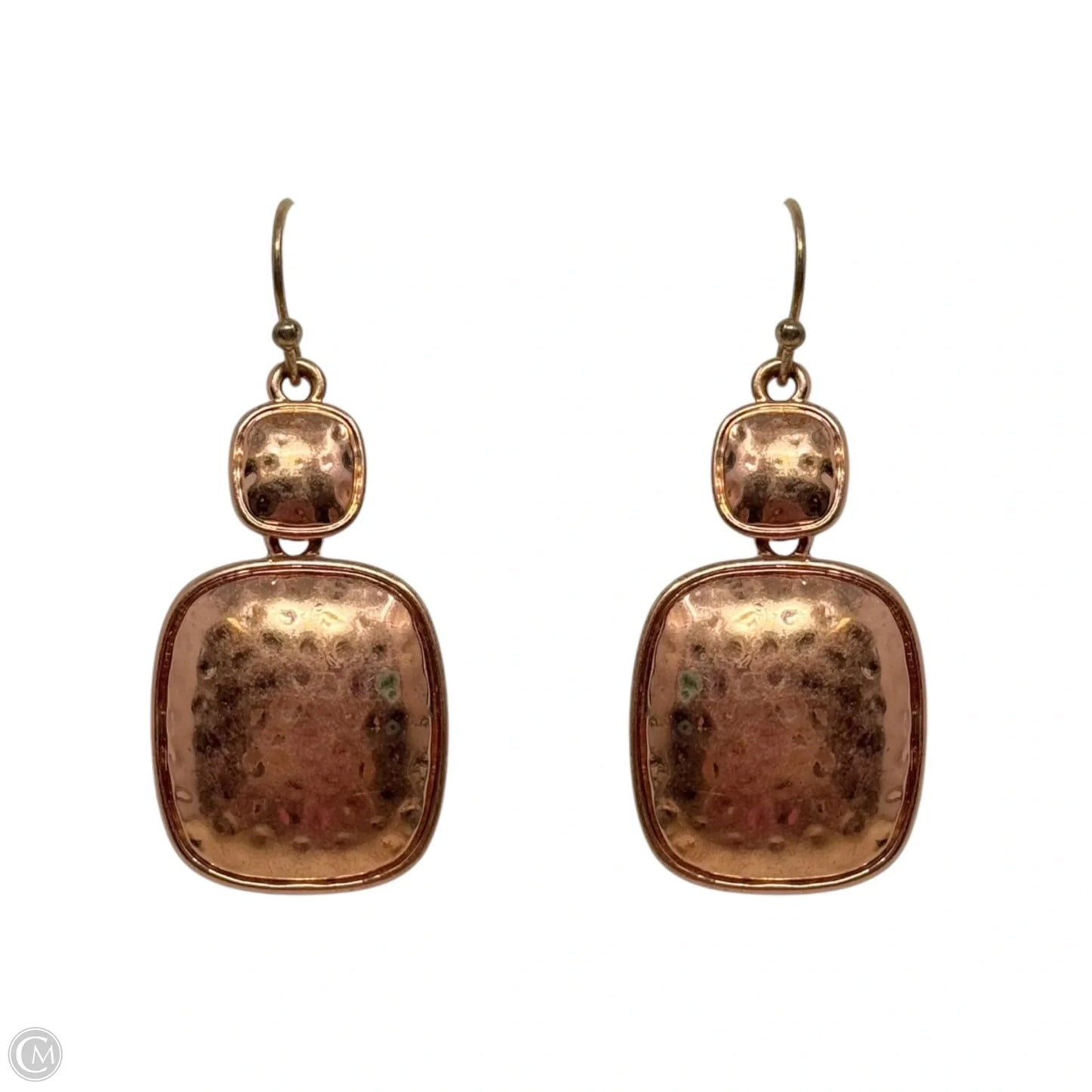 Hammered Copper Tone Dangle Earrings
