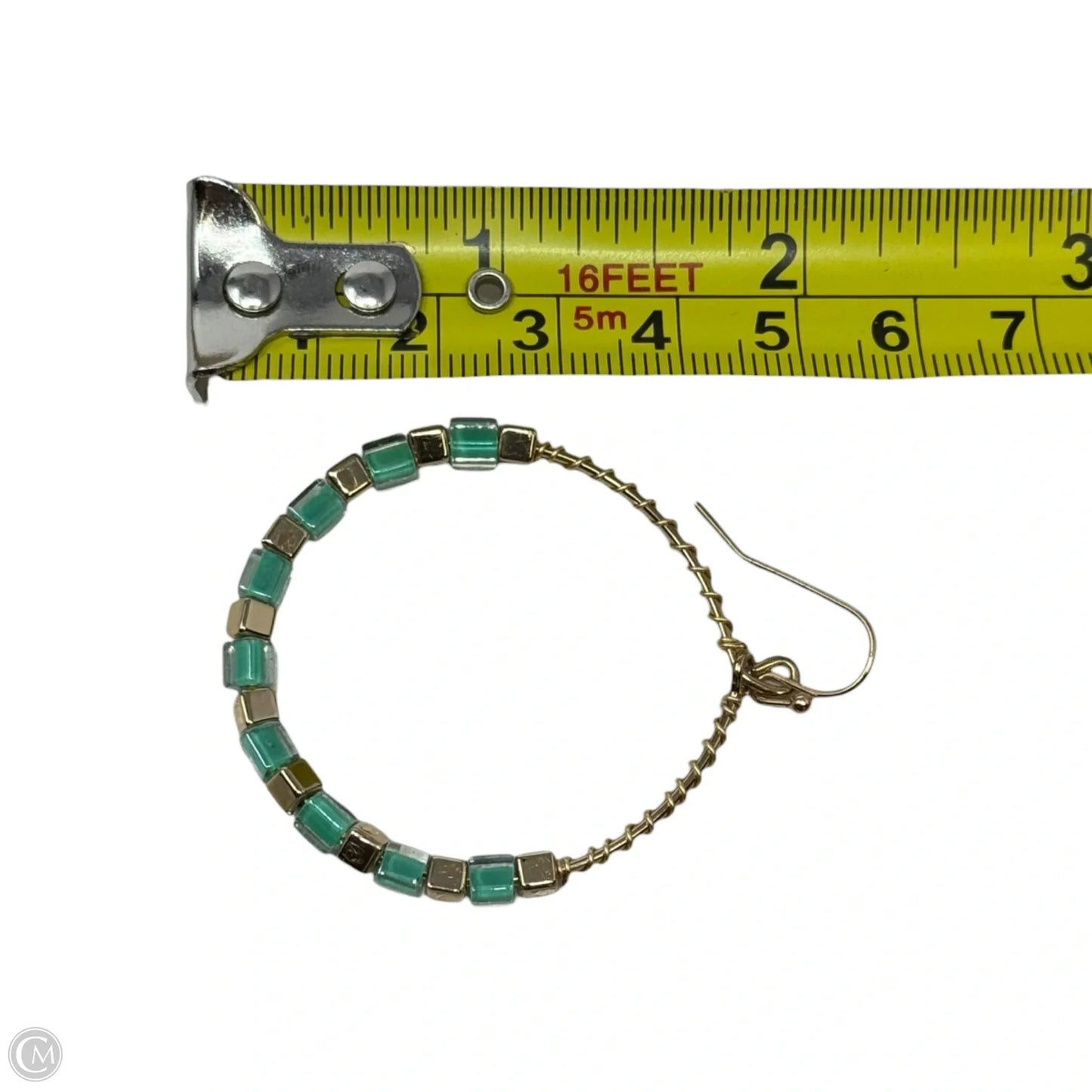Gold & Green Bead Wrapped Dangle Earrings