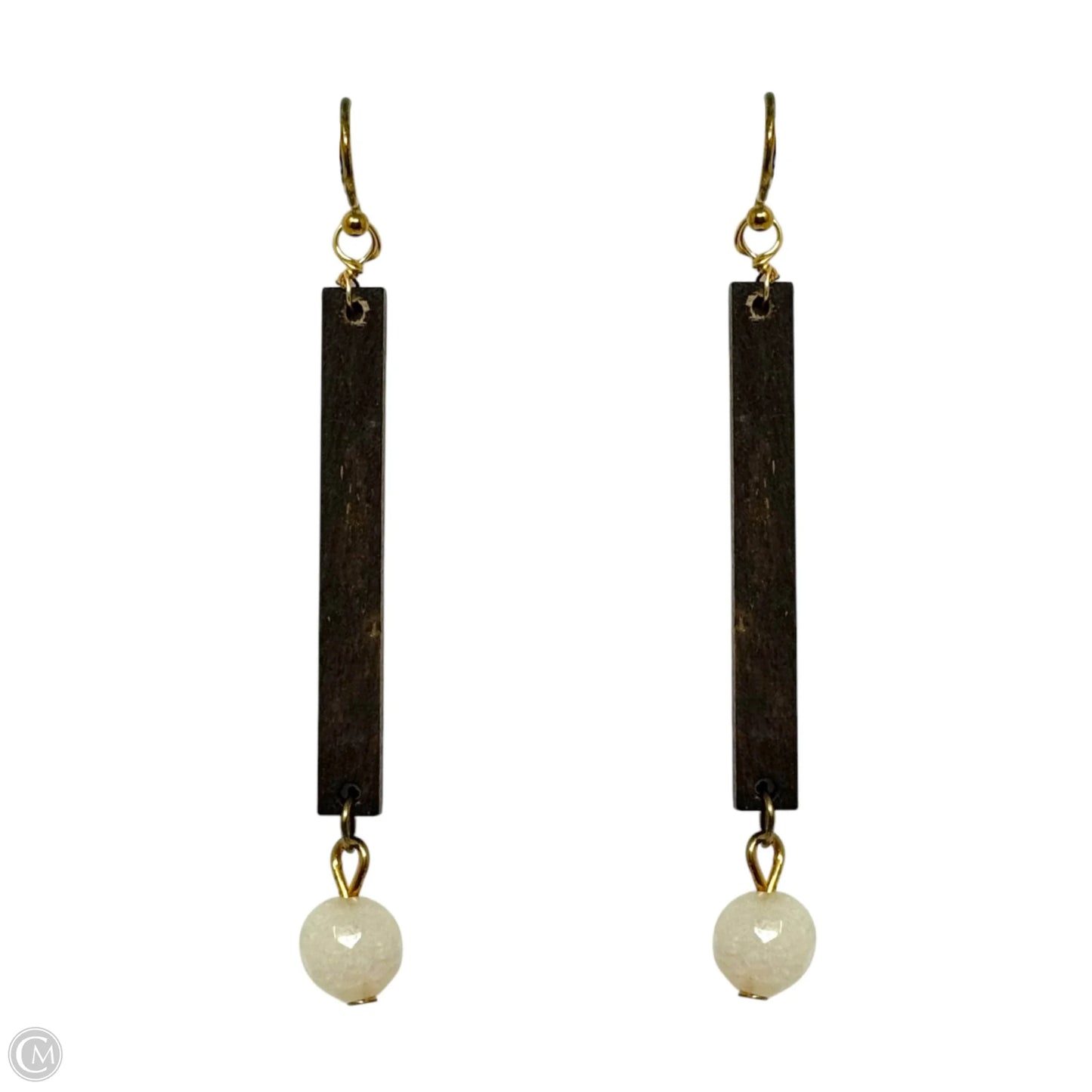Wood & Faceted Bead Dangle Earrings