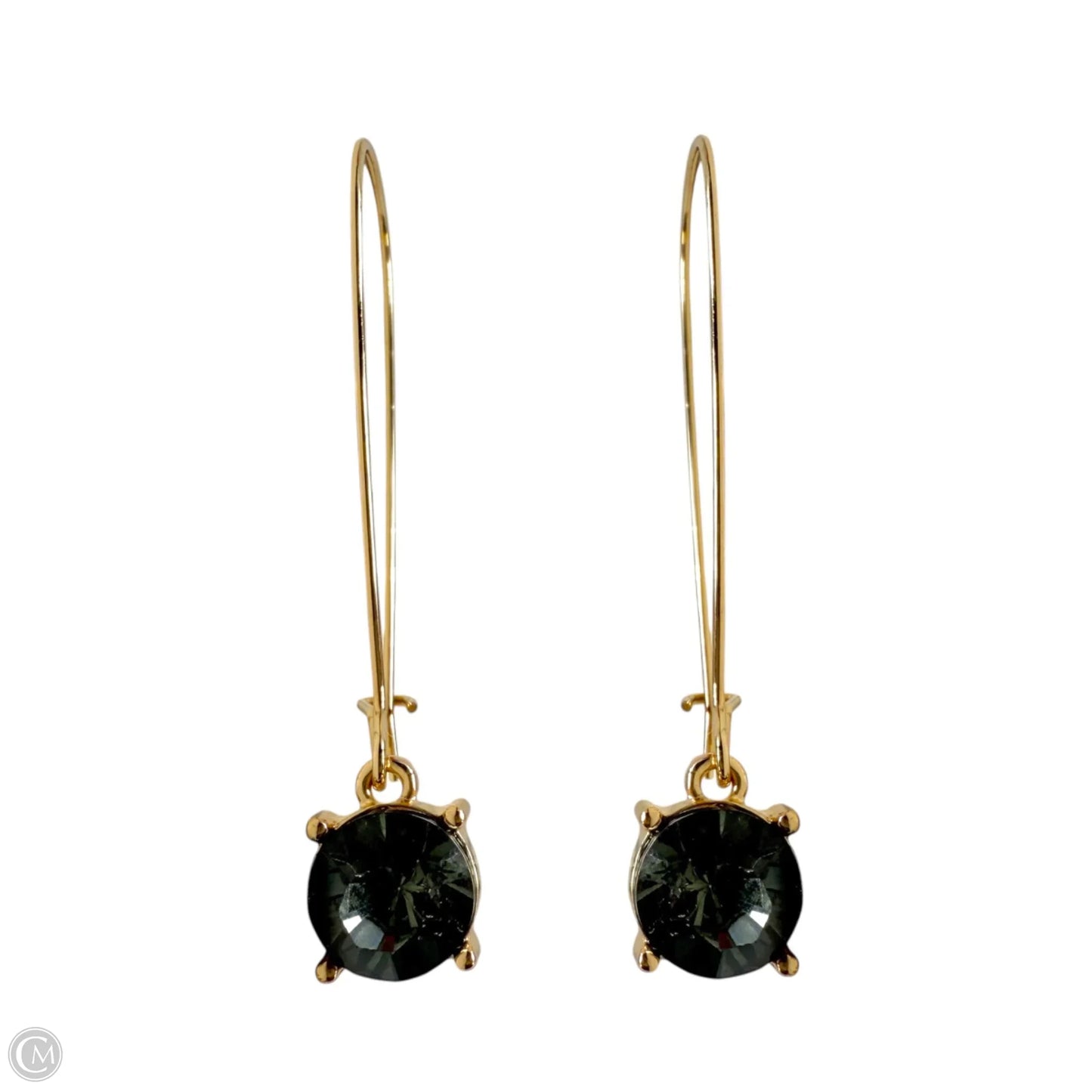 Gold Tone & Faceted CZ Wire Drop Earrings