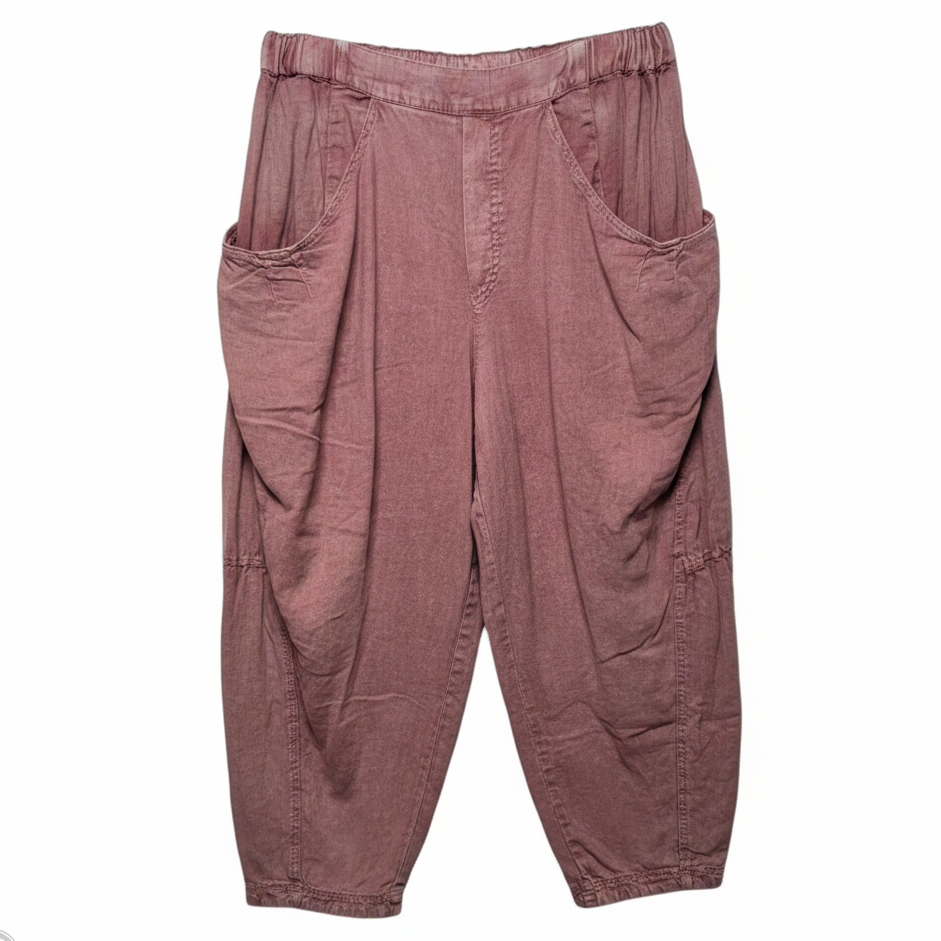 High Road Pull-On Linen Blend Barrel Pants By Free People In Mauve, Size: L