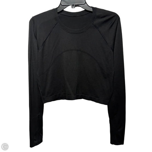 Cropped Athletic Top Long Sleeve Crewneck By Lululemon In Black, Size: 12