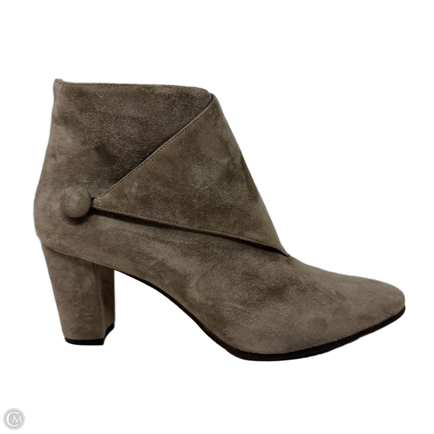 Diaz Suede Ankle Boots Luxury Designer By Manolo Blahnik In Taupe, Size: 7 (37)