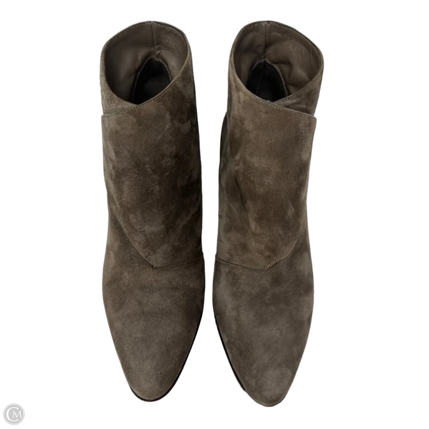 Diaz Suede Ankle Boots Luxury Designer By Manolo Blahnik In Taupe, Size: 7 (37)