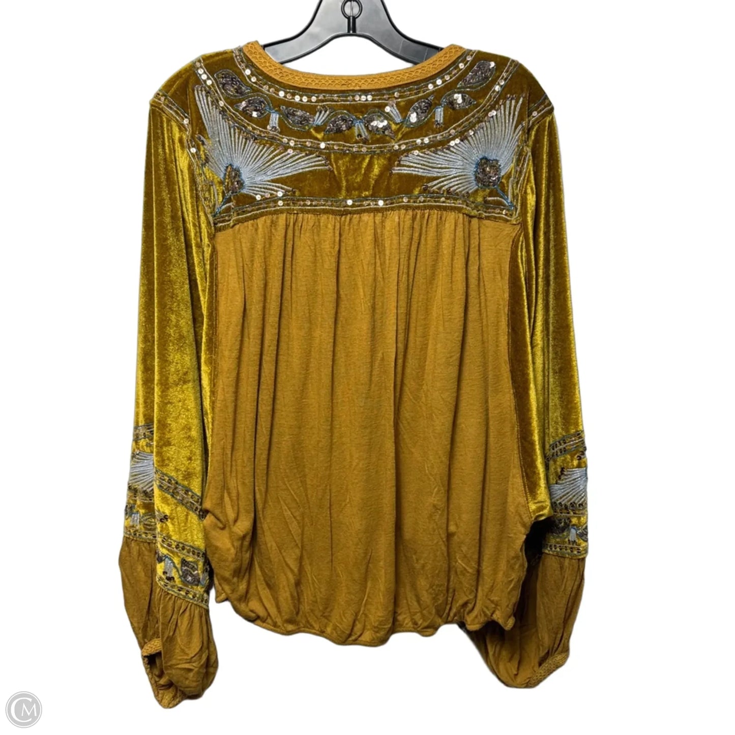 Hearts Aflame Velvet Blouse By Free People In Gold, Size: L
