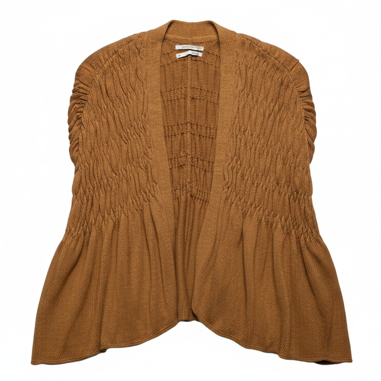 Rita Smocked Cardigan Vest By Anthropologie In Brown, Size: XS/S