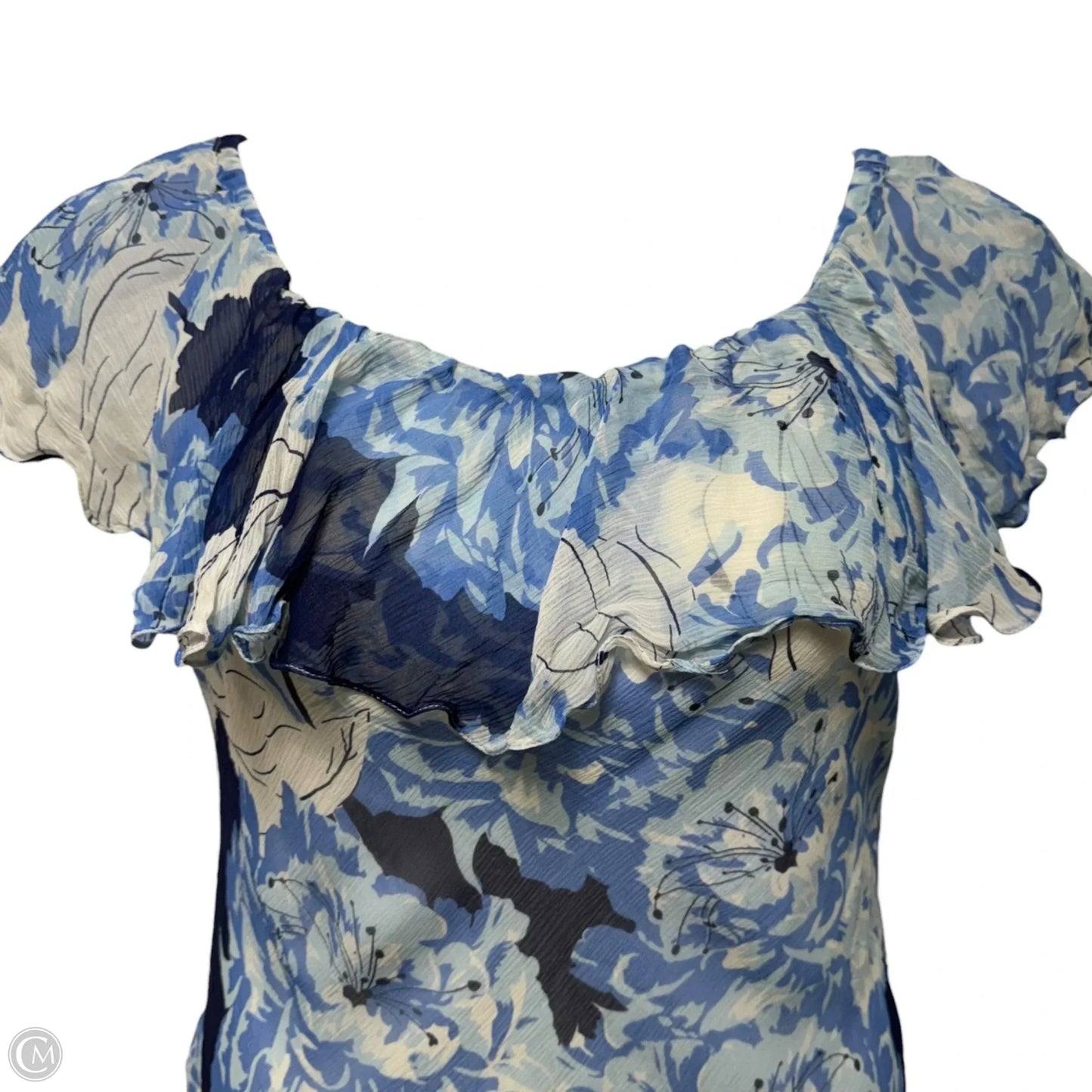 Dress Casual Midi By Polo Ralph Lauren In Blue & Cream, Size: 12