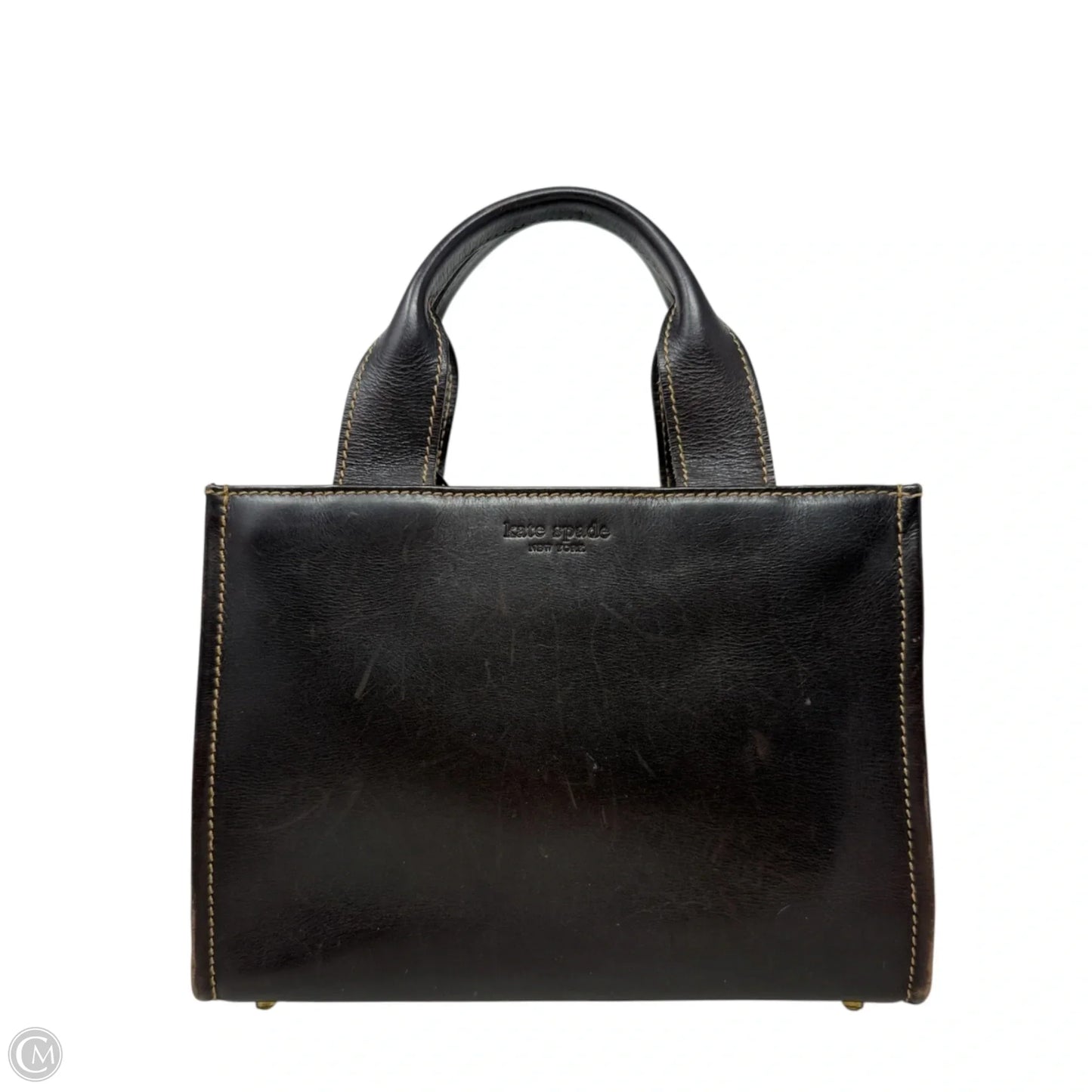 Y2K Sam Leather Box Tote Designer By Kate Spade, Size: Small