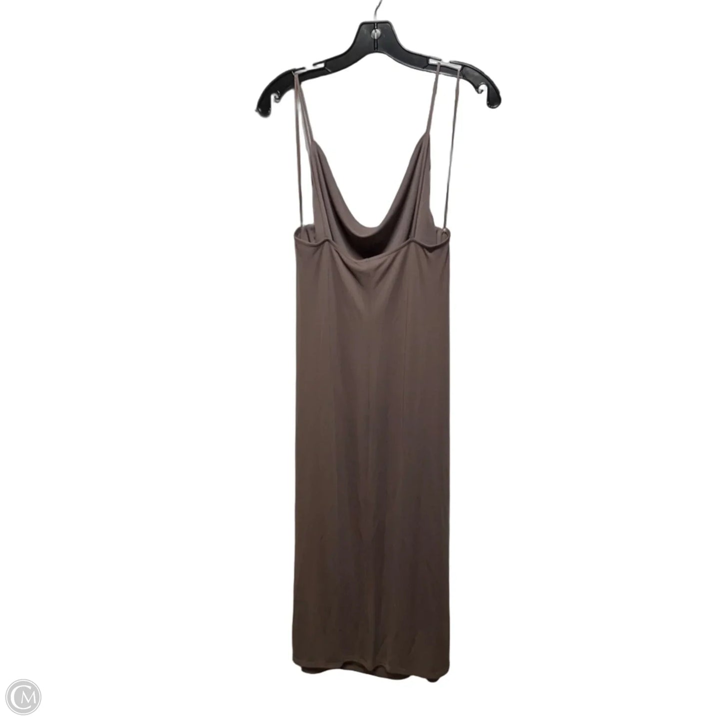 Flowing Strappy Midi Slip Dress By Zara In Taupe, Size: L