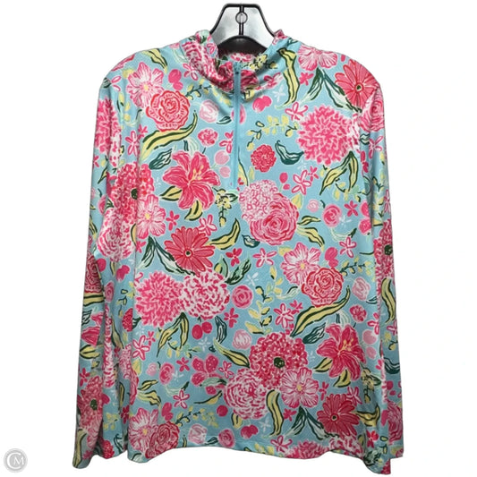 Athletic Top Long Sleeve Collar By Gottex In Floral Print, Size: L