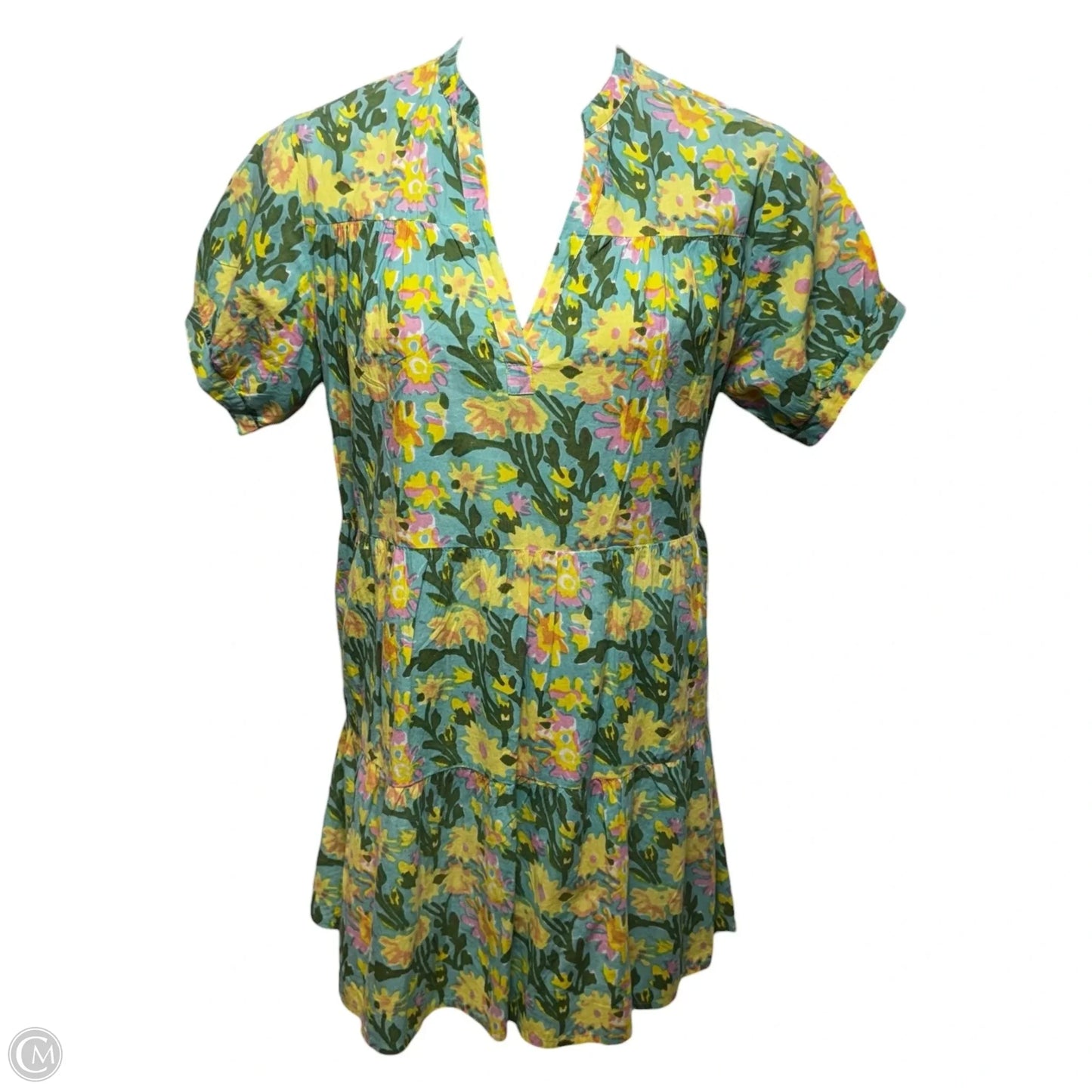 Martine Tiered Puff Sleeve Mini Dress By Fitzroy & Willa In Floral Print, Size: L
