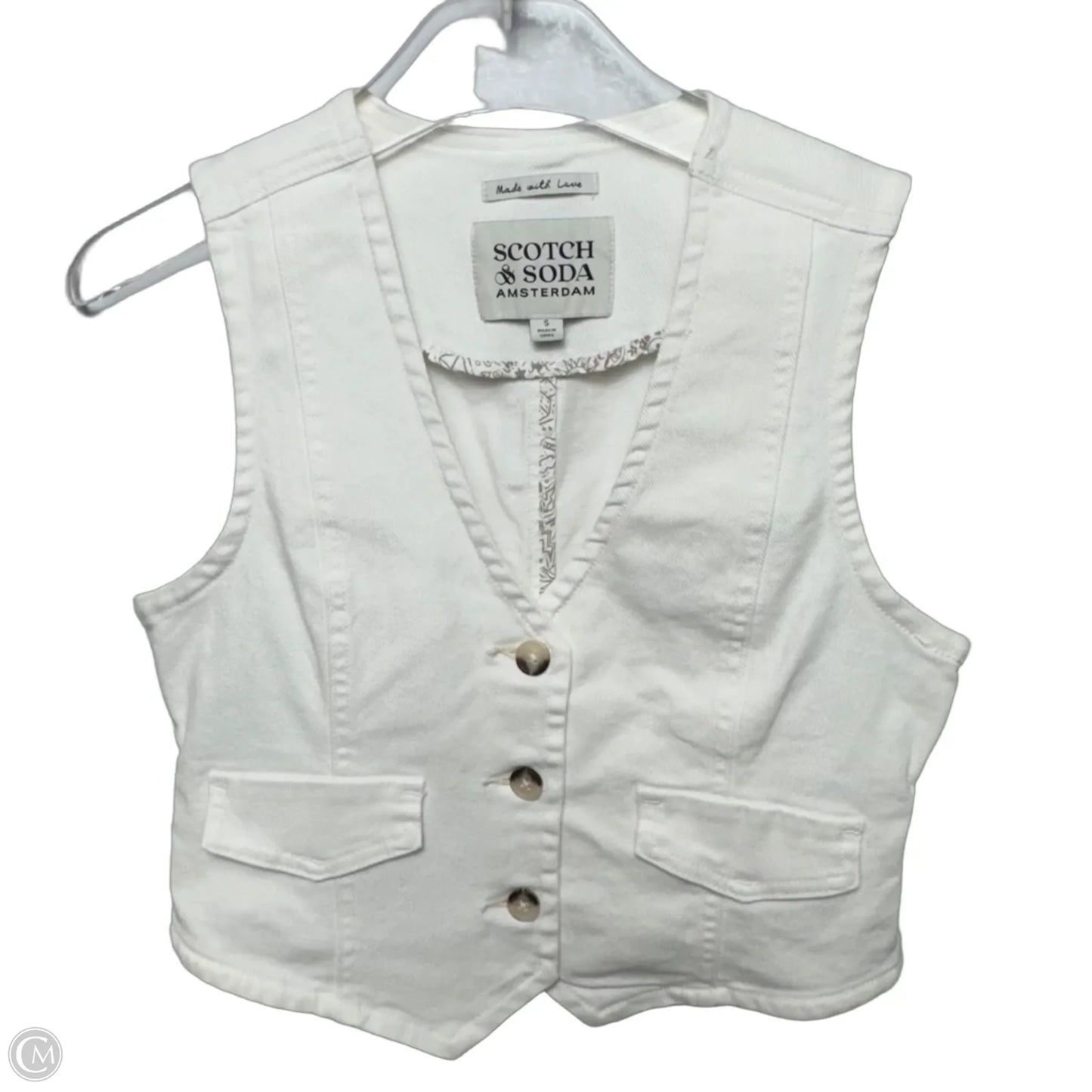 The Denim Crop Vest By Scotch & Soda In White, Size: S