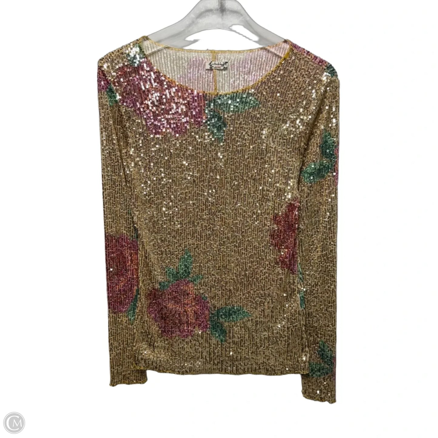 Sequin Top Long Sleeve By Free People In Gold, Size: S