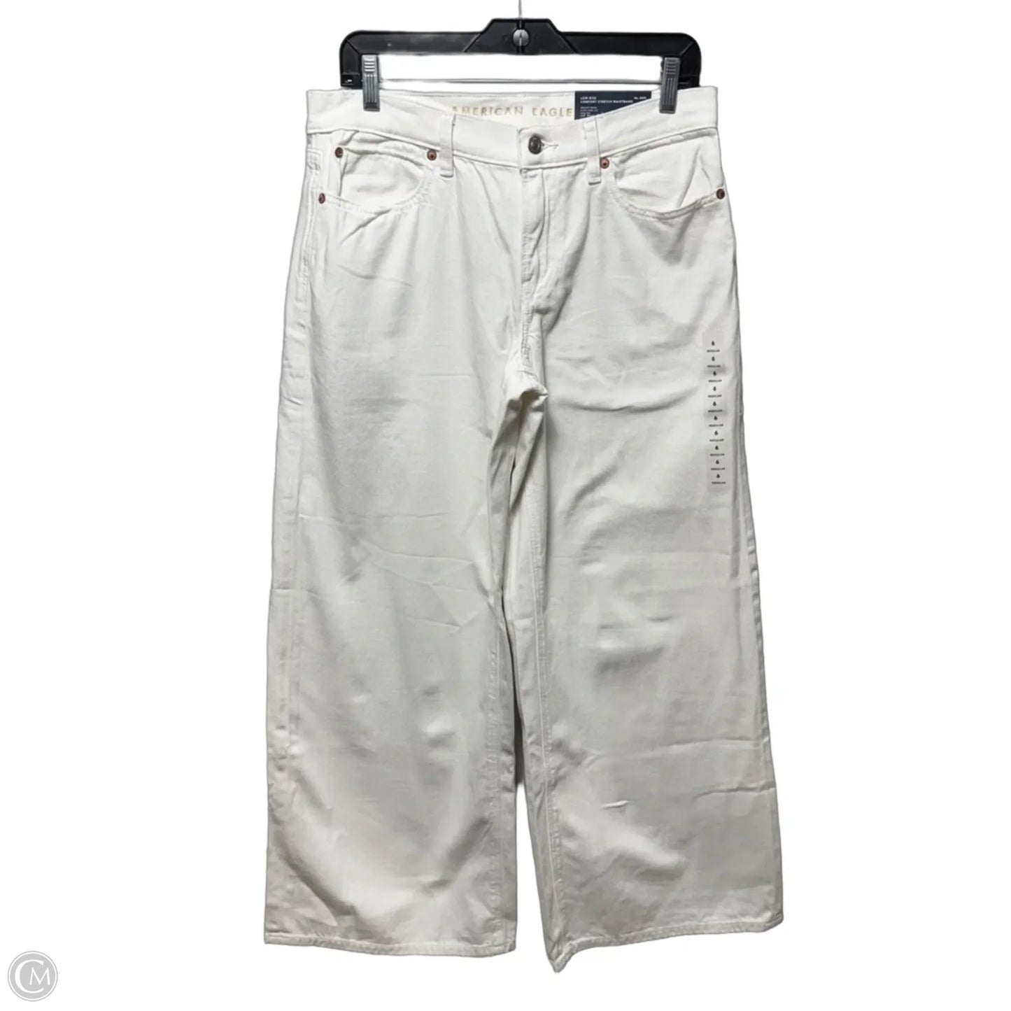 Low Rise Dreamy Drape Jeans Wide Leg By American Eagle In White Denim, Size: 6/28