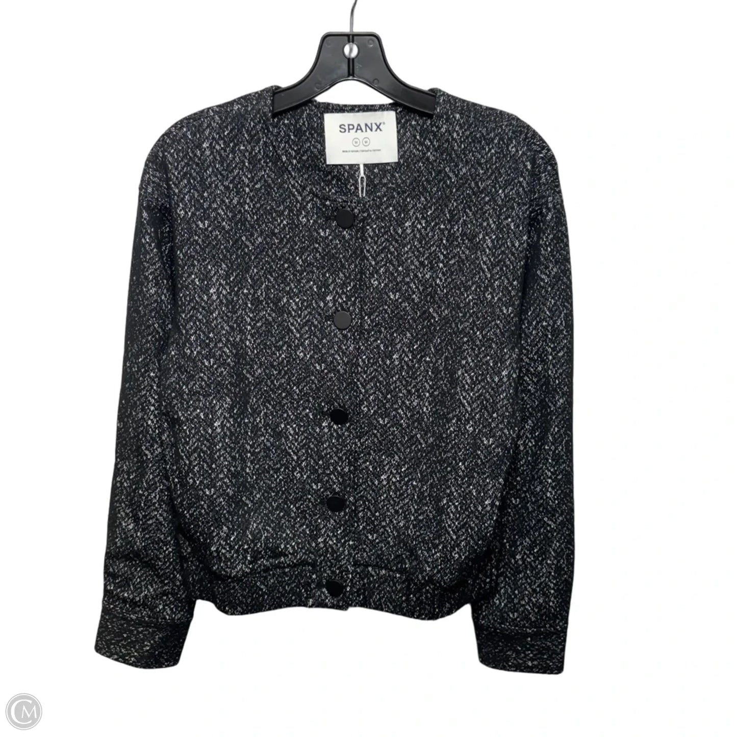 Ponte Bomber Jacket By Spanx In Herringbone Black, Size: M