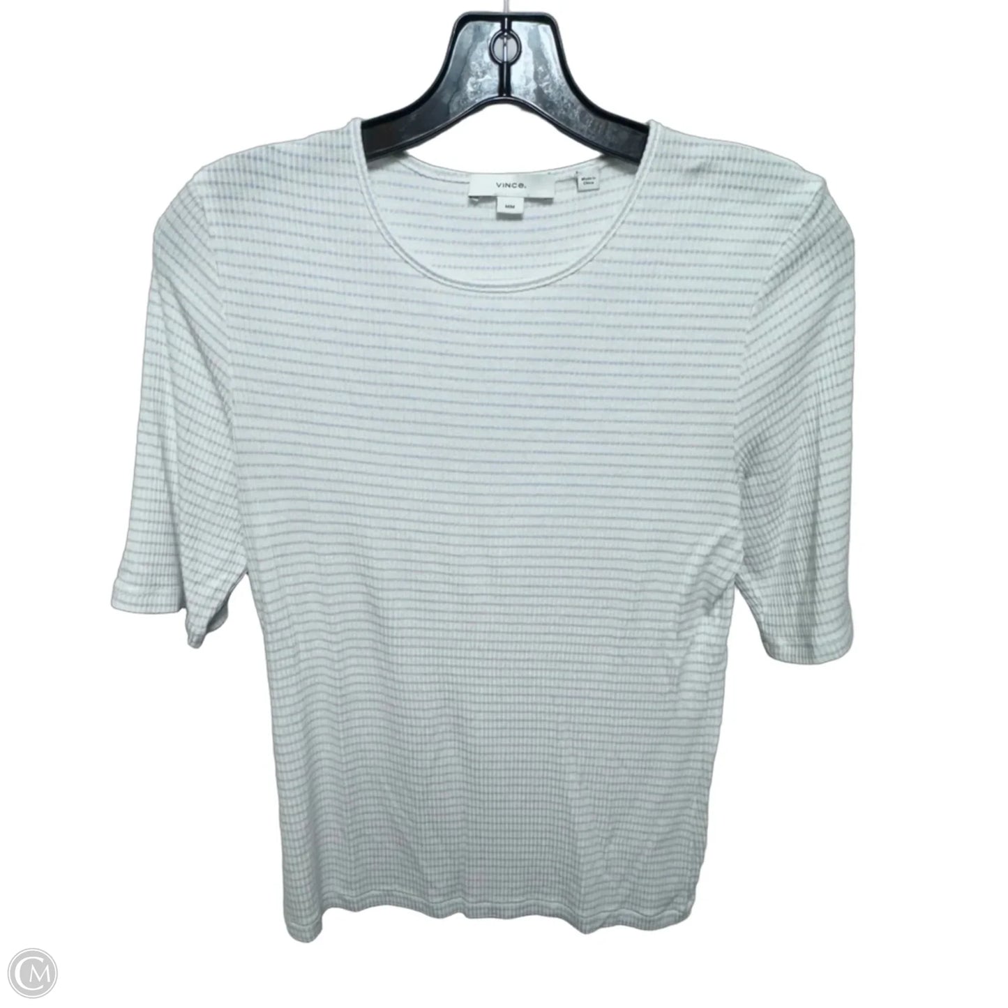 Top Short Sleeve By Vince In Blue & White, Size: M
