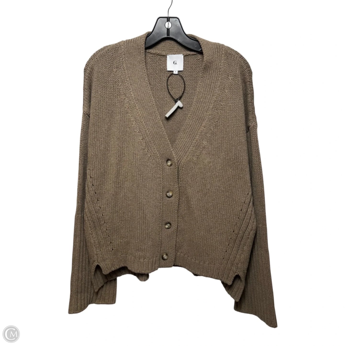 Virgin Wool Sweater Cardigan By G. In Taupe, Size: M