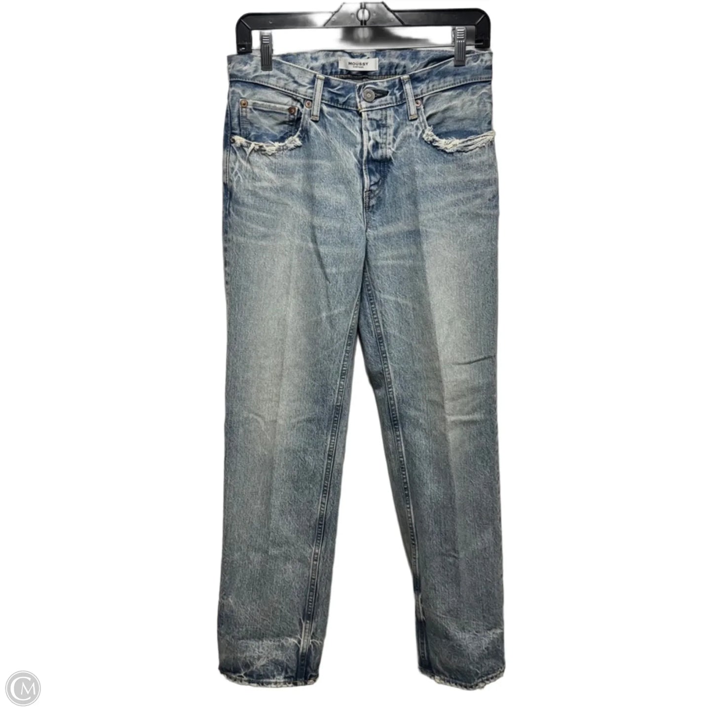 Distressed Jeans Straight By Moussy In Blue Denim, Size: 0/25