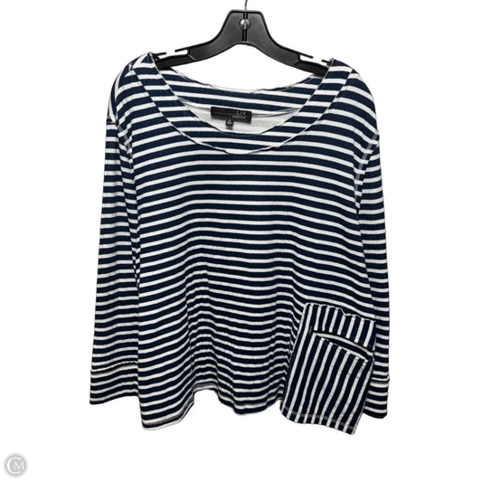 Patch Pocket Top Long Sleeve By liv by habitat In Navy Striped Pattern, Size: Xl