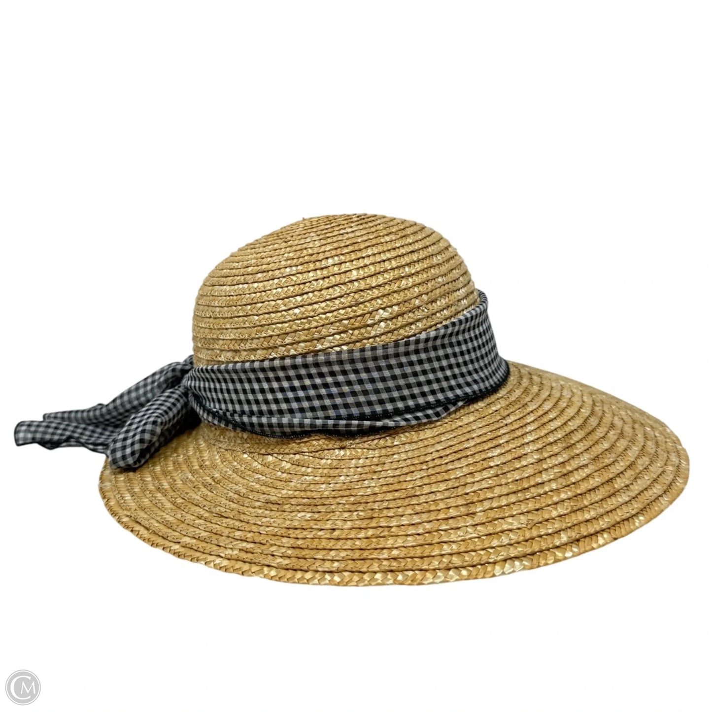 Straw Sun Hat With Gingham Bow By Talbots