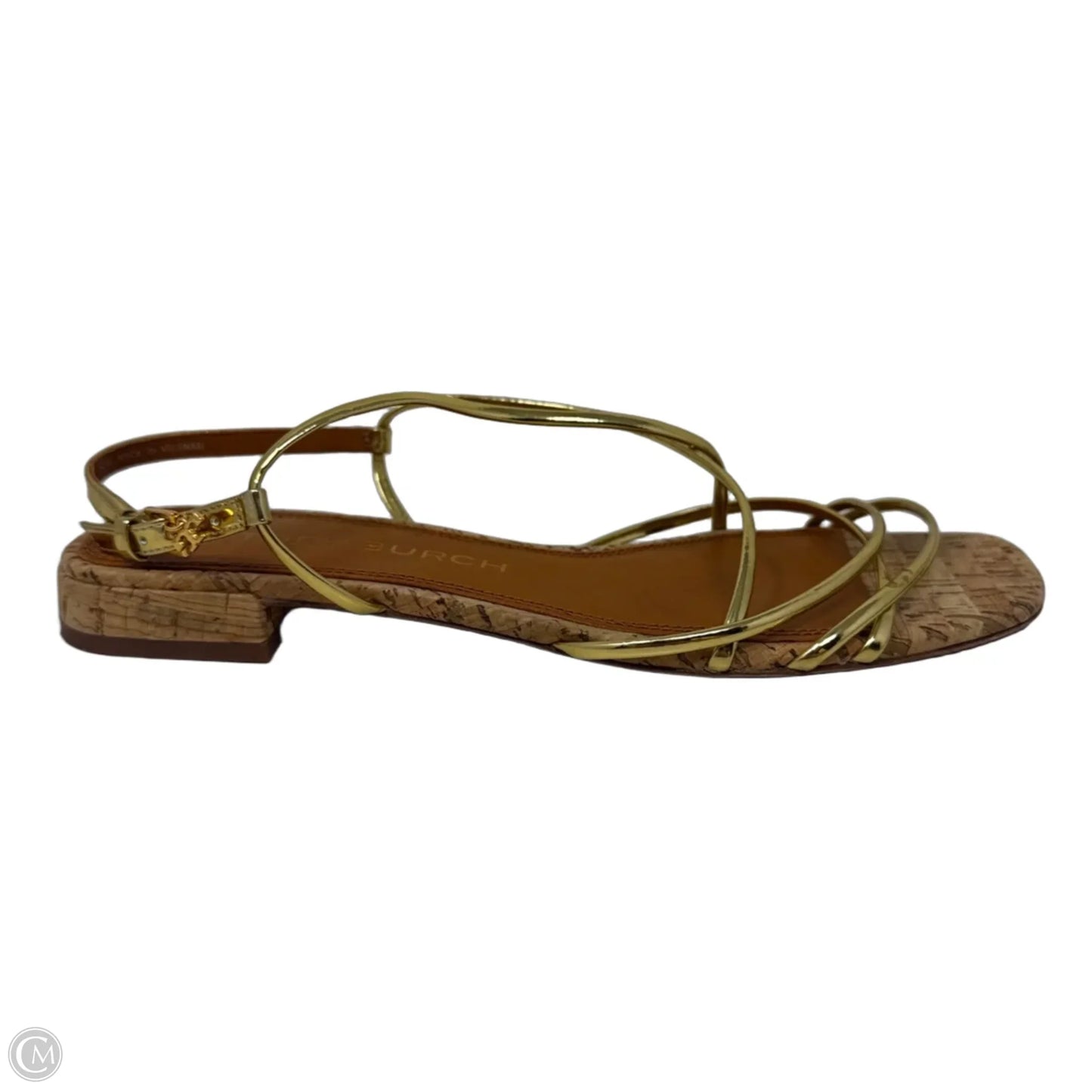 Penelope Strappy Sandals Designer By Tory Burch In Gold & Tan, Size: 10