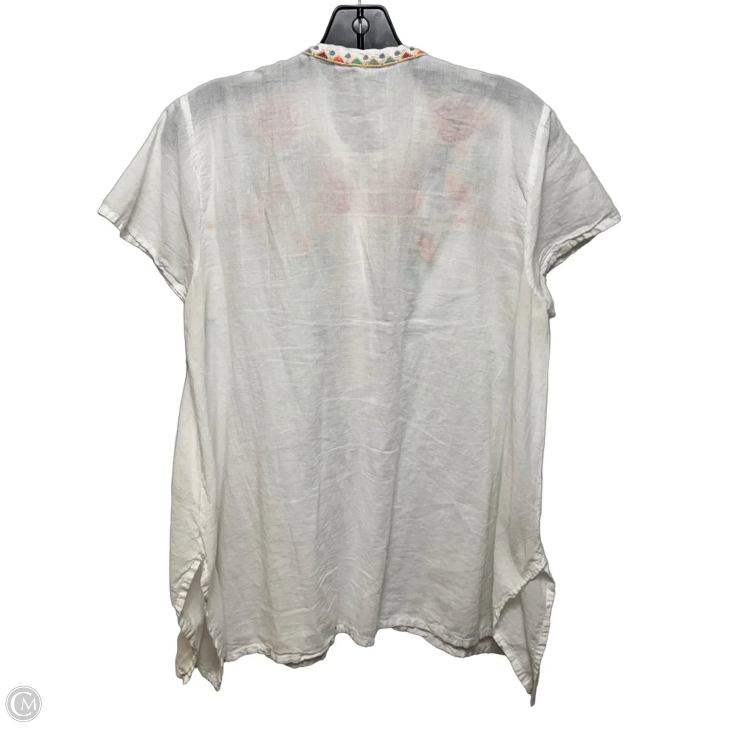 Embroidered Cotton Tunic Short Sleeve By Johnny Was In Floral Print, Size: S