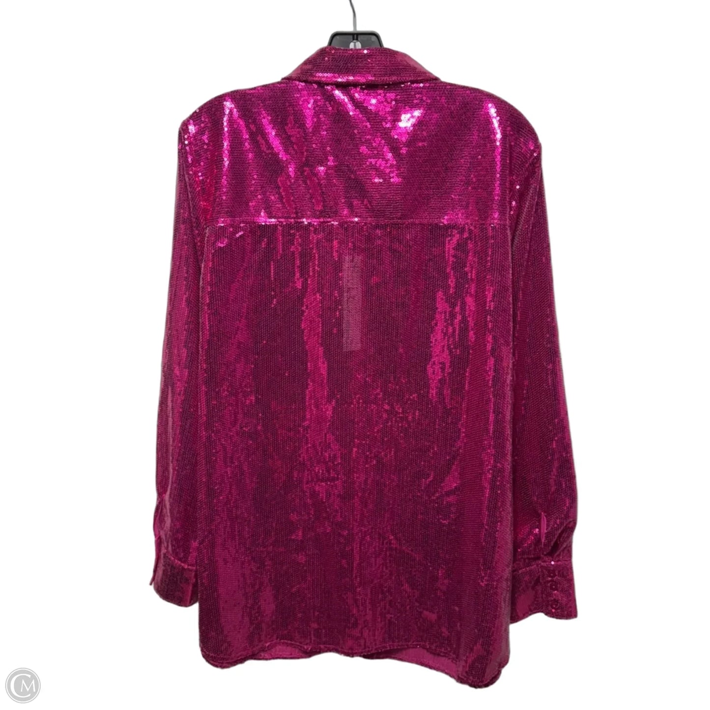 Sequin Top Long Sleeve By Nicole Miller In Pink, Size: Xl