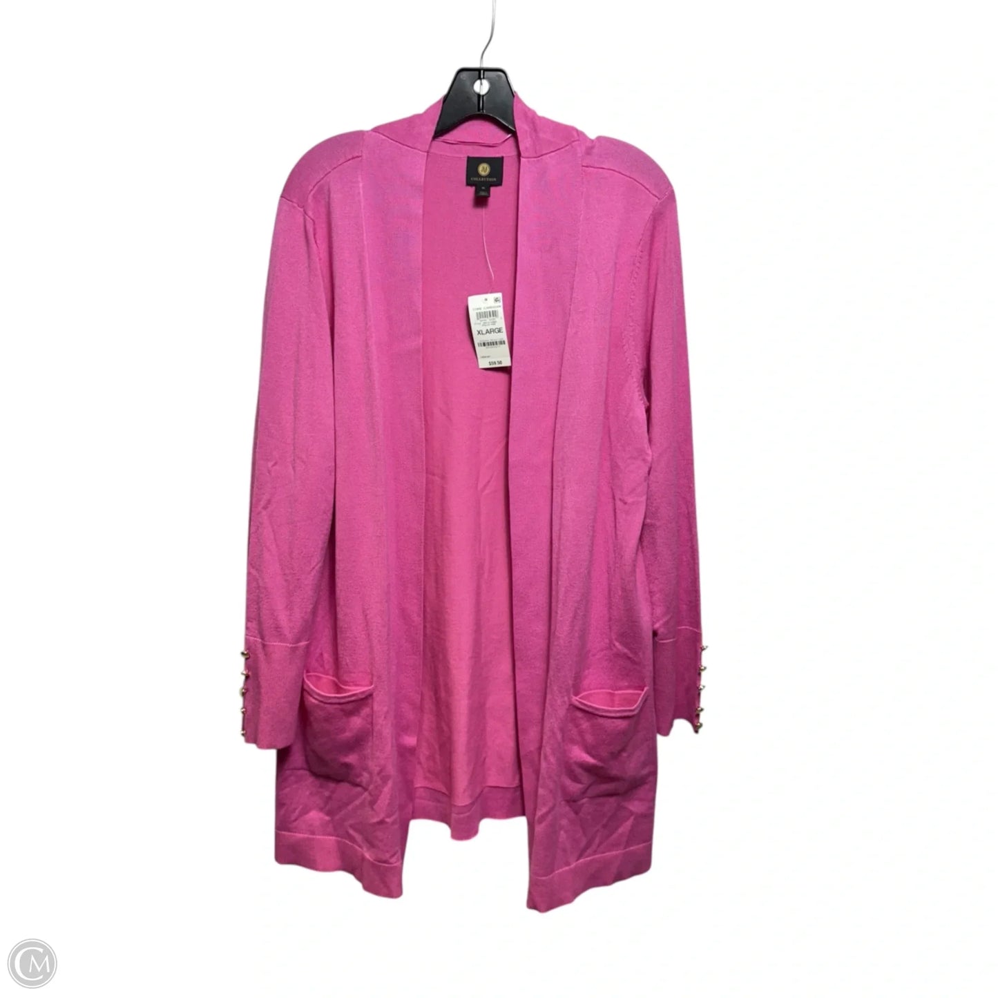 Core Sweater Cardigan By Jm Collections In Pink, Size: Xl