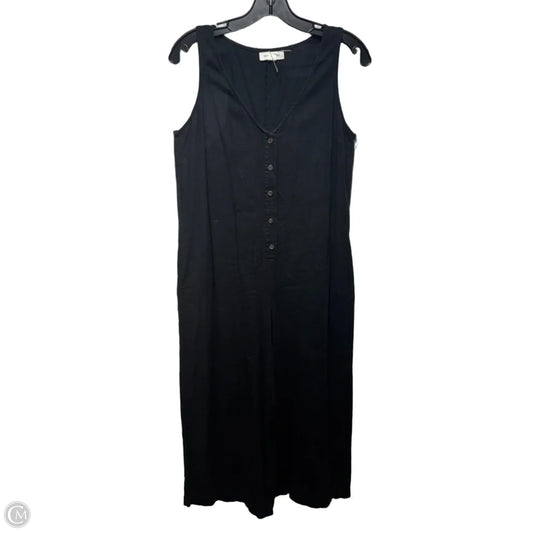 Linen Blend Wide Cropped Leg Jumpsuit By Treasure And Bond In Black, Size: S