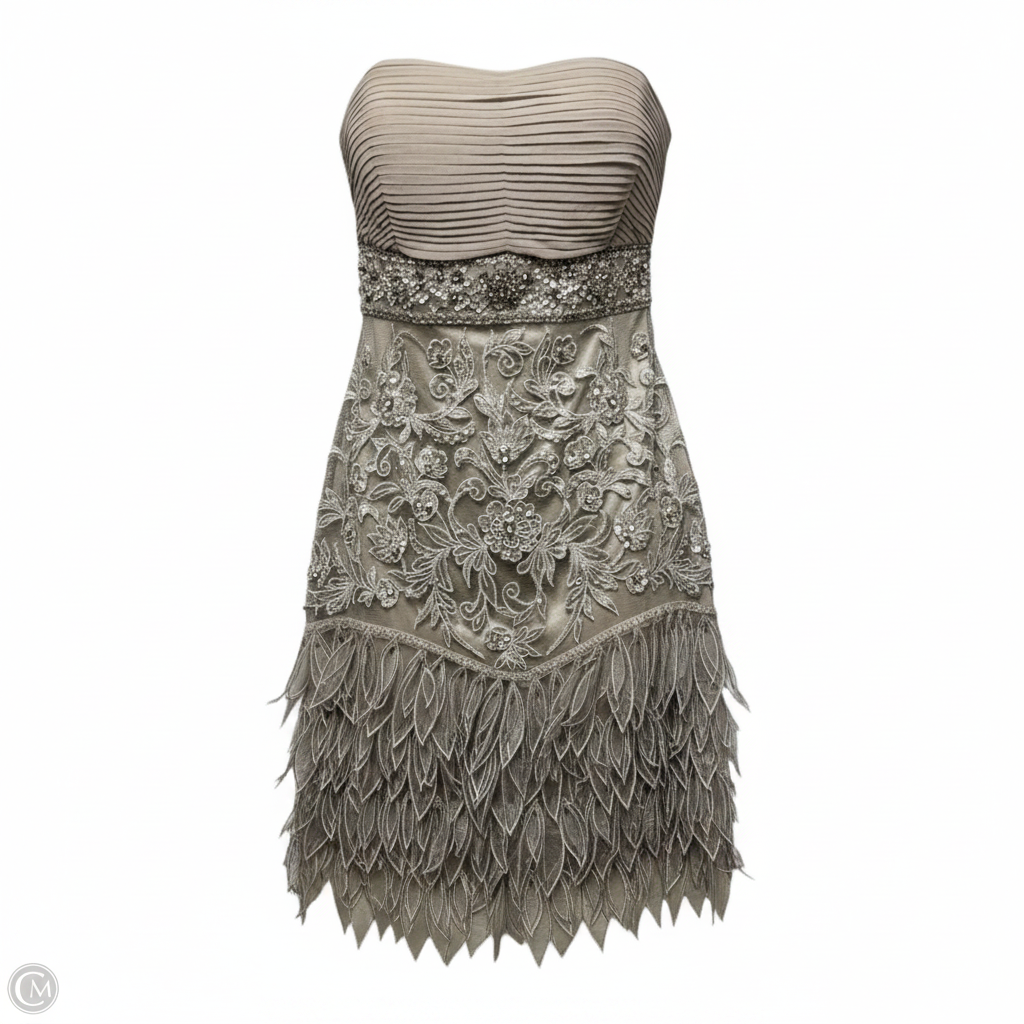 Strapless Embellished Cocktail Dress Party Short By Sue Wong Nocturne In Silver, Size: 4