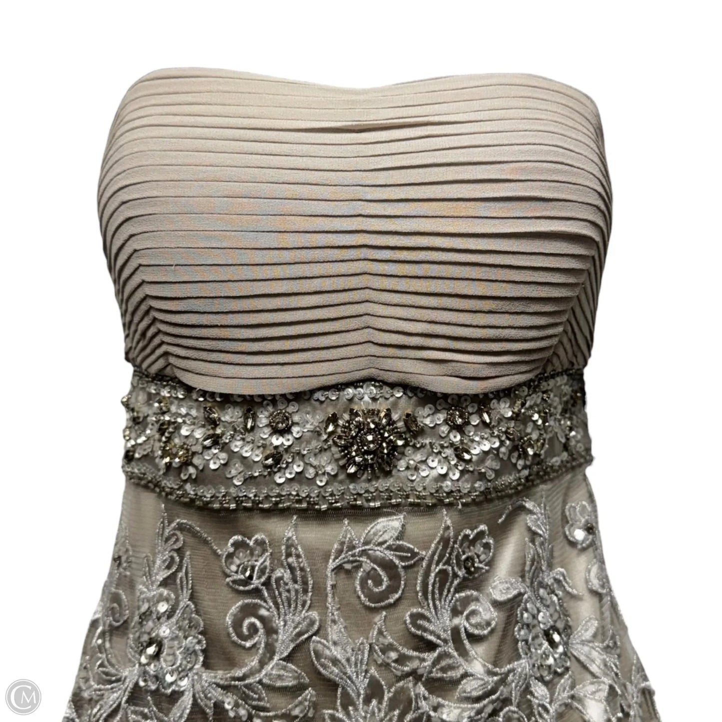 Strapless Embellished Cocktail Dress Party Short By Sue Wong Nocturne In Silver, Size: 4
