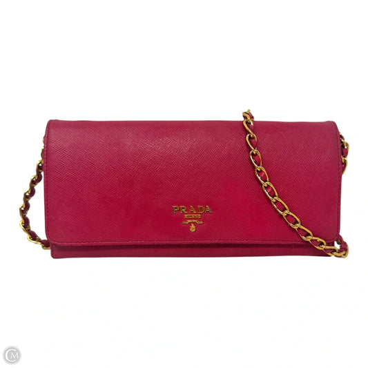 AS IS Saffiano Wallet On A Chain Crossbody Luxury Designer By Prada, Size: Small