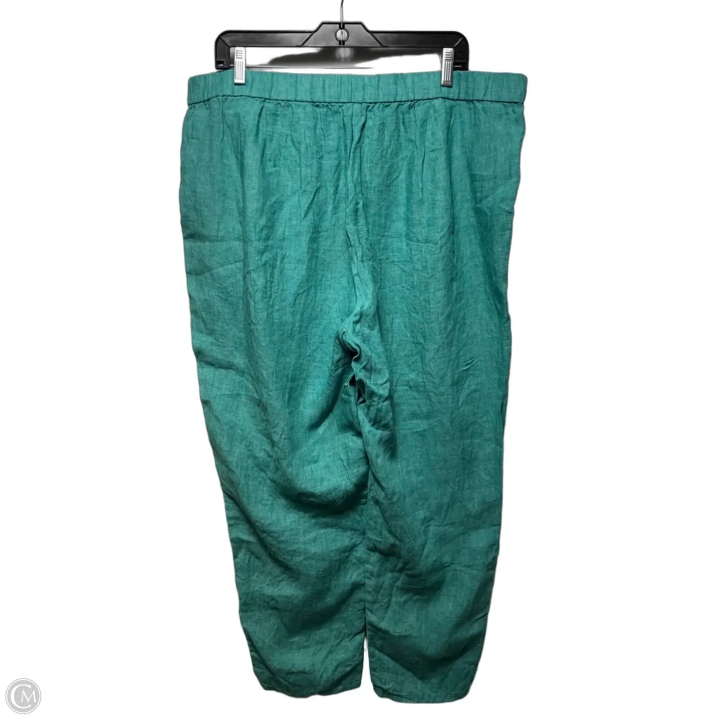Organic Linen Pants By Eileen Fisher In Teal, Size: 1x