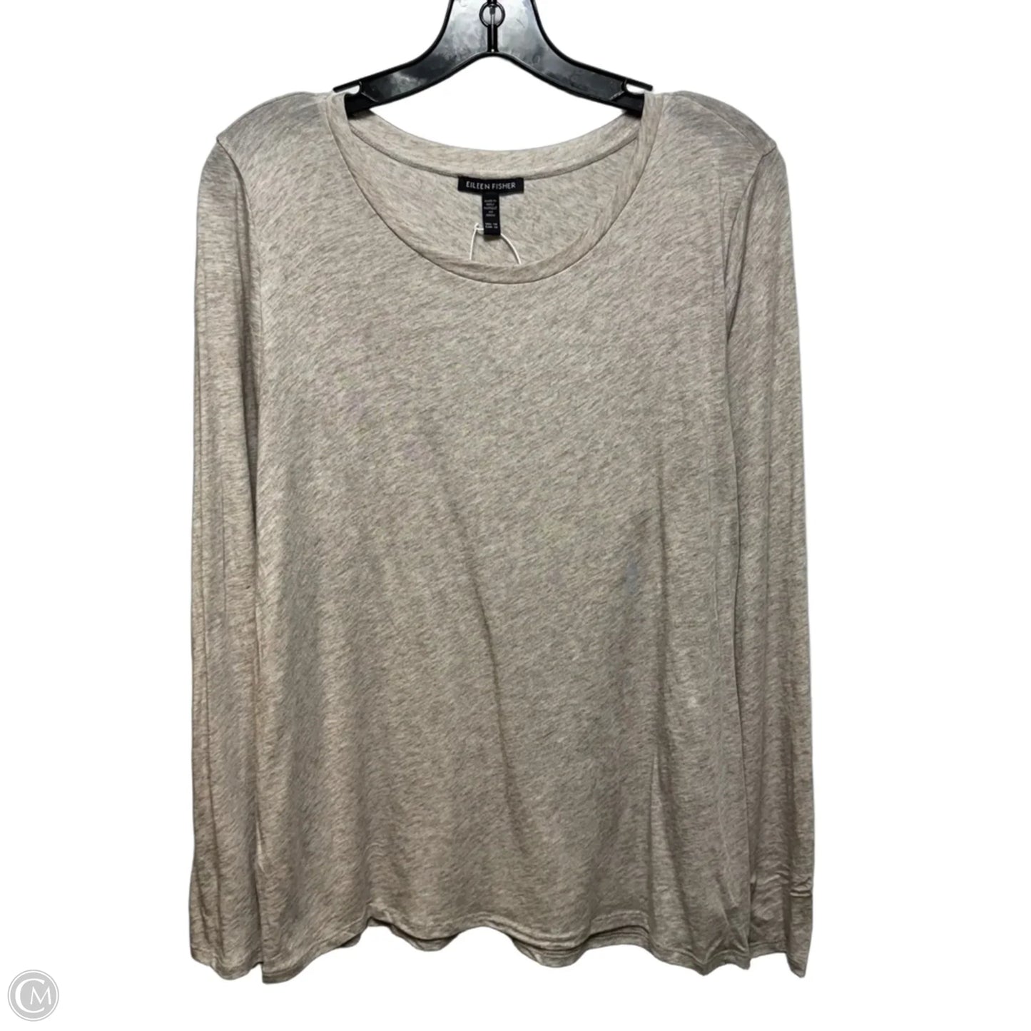 Tencel & Cotton Top Long Sleeve Basic By Eileen Fisher In Tan, Size: 1x