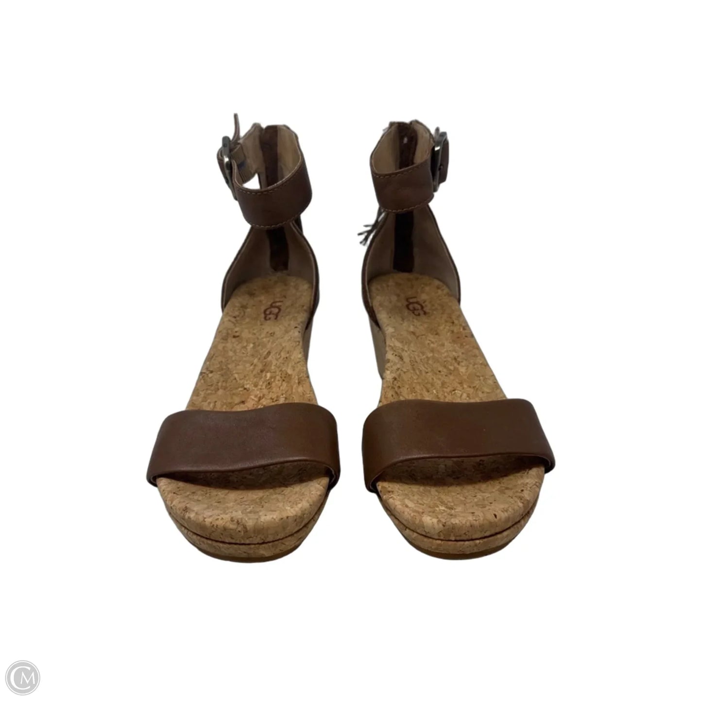 Zoe Tassel Wedge Sandals Designer By Ugg In Brown, Size: 7.5