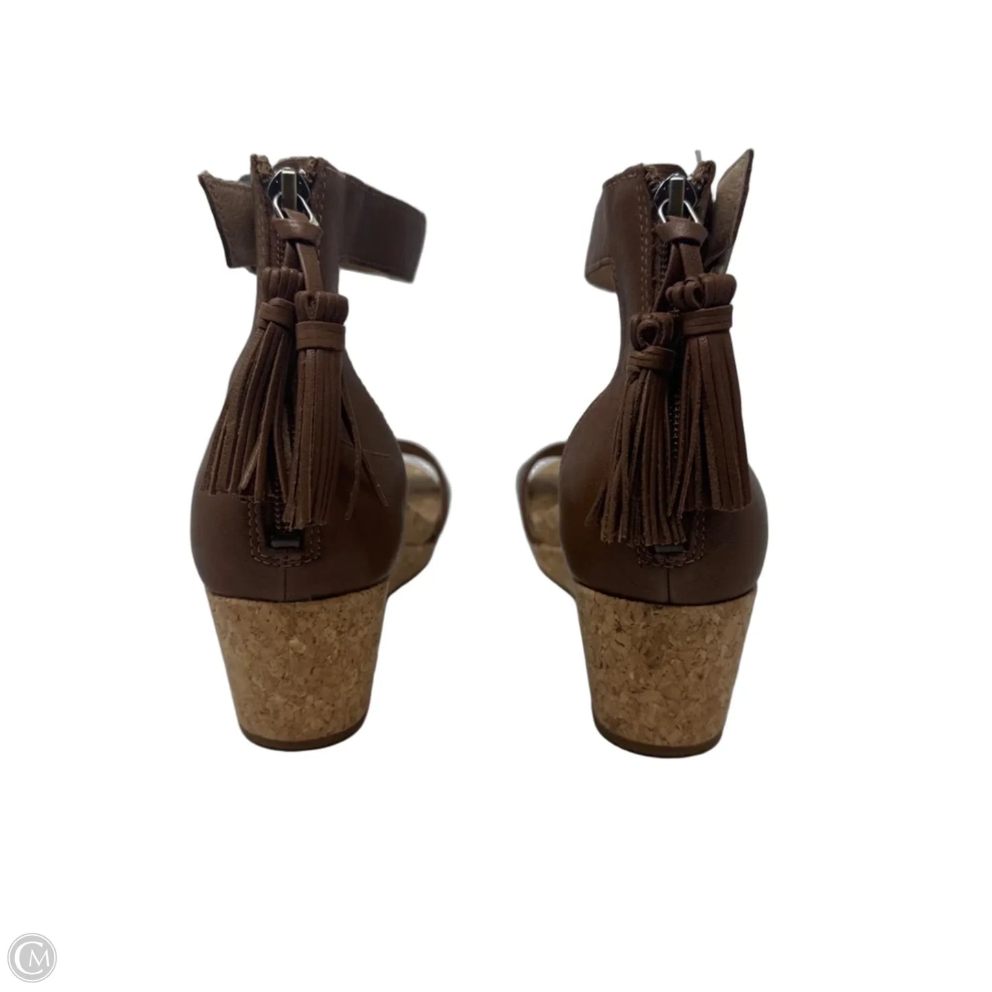 Zoe Tassel Wedge Sandals Designer By Ugg In Brown, Size: 7.5